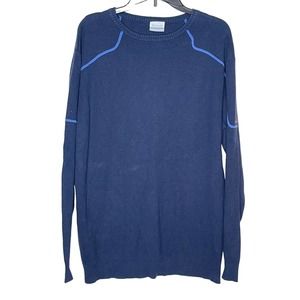 Columbia Men Pull Over Sweater Oversize Long Sleeve Wool Blend Crew Neck Blue XL